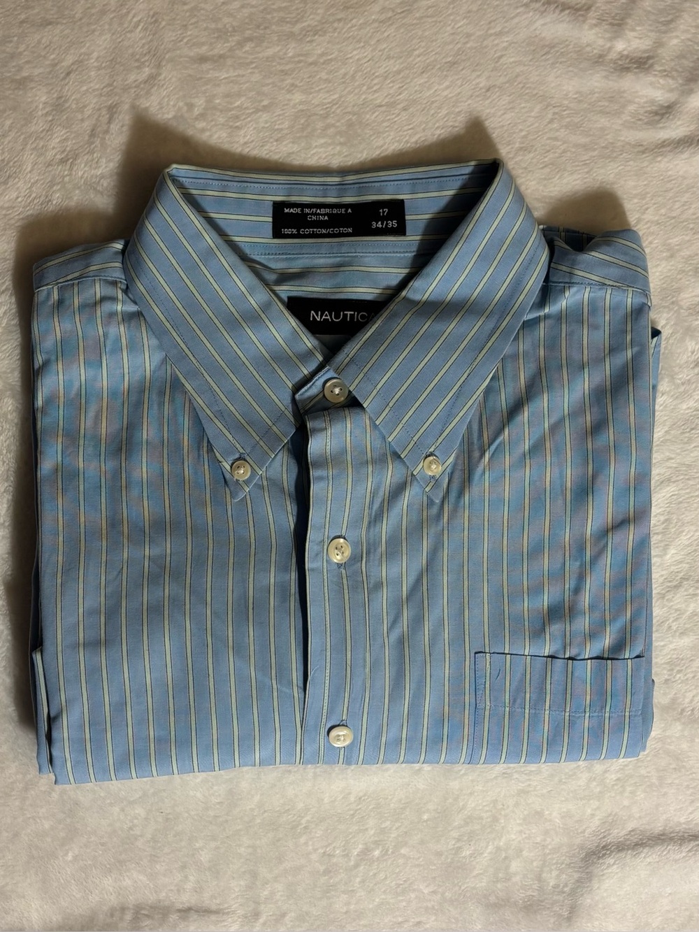 Nautica Striped Button Down Dress Shirt Size 17 34/35